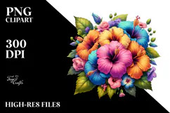 Colorful Hibiscus Bouquet | Sublimation | Clipart Product Image 2