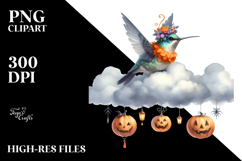 Halloween Hummingbird Cloud Design, Transparent PNG Product Image 2