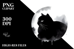 Simple Black Cat Portrait, Sophisticated PNG Product Image 2