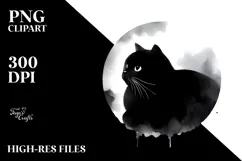 Simple Black Cat Portrait, Sophisticated PNG Product Image 2