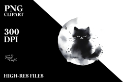 Eerie Black Cat Illustration, Bold PNG Product Image 2