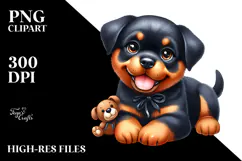 Watercolor Cute Rottweiler PNG Product Image 2