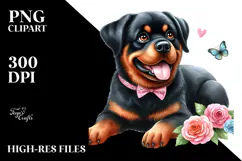 Watercolor Cute Rottweiler PNG Product Image 2