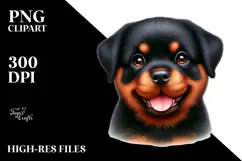 Watercolor Cute Rottweiler PNG Product Image 2