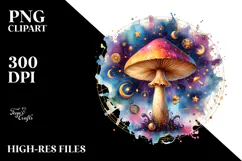 Vibrant Celestial Mushroom, PNG Product Image 2