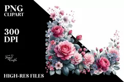 Vibrant Pink Roses Frame | Watercolor Clipart Product Image 3