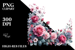 Vibrant Pink Roses Frame | Watercolor Clipart Product Image 2