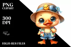 Baby Duck at the Beach | Sublimation Clipart Product Image 1