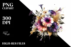Vibrant Abstract Bouquet with Gold Foil and Petunia Product Image 1