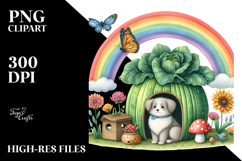 Colorful Dog House with Rainbow | Watercolor Clipart Product Image 2