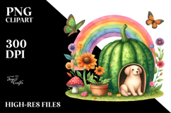 Colorful Dog House with Rainbow | Watercolor Clipart Product Image 2
