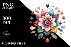 Colorful Heart Petals Boho Flower PNG Product Image 2