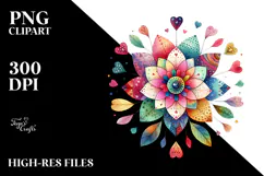 Colorful Heart Petals Boho Flower PNG Product Image 2