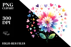Colorful Heart Petals Boho Flower PNG Product Image 2