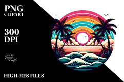 Retro Tropical Rainbow Sunset PNG Product Image 2