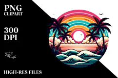 Retro Tropical Rainbow Sunset PNG Product Image 2