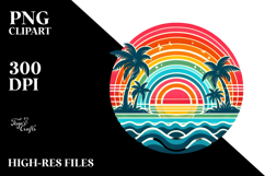 Retro Tropical Rainbow Sunset PNG Product Image 2