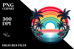 Retro Tropical Rainbow Sunset PNG Product Image 2