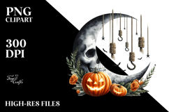 Halloween Moon with Jack O&#039; Lanterns PNG Product Image 2