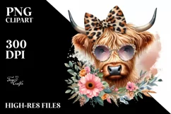 Elegant Highland Cow Animal Print | Clipart Product Image 3