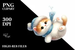 Whimsical Cat with Snowflakes PNG Product Image 3