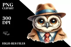 Funny Cute Owl Smiling Suit Retro | Sublimation Clipart Product Image 3