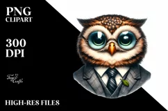 Funny Cute Owl Smiling Suit Retro | Sublimation Clipart Product Image 1