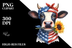 Confused Cow Portrait with Housewife Bandana | Clipart Product Image 1
