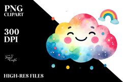 Simple Colorful Smiling Cloud PNG Product Image 2