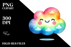 Simple Colorful Smiling Cloud PNG Product Image 2