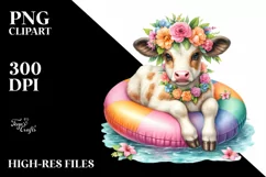 Young Cow with Flowers in Water on Inflatable Ring | Product Image 3