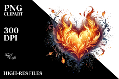 Red Glossy Fire Heart Digital Painting PNG Product Image 2