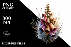 Wooden Foxglove with Metallic Insertions | Clipart Product Image 1