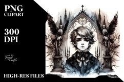 Washed Watercolor Gothic Boy | Sublimation Clipart Product Image 1