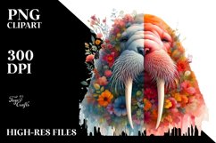 Artistic Watercolor Vibrant Walrus | Sublimation | Clipart Product Image 1