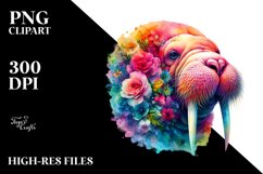 Artistic Watercolor Vibrant Walrus | Sublimation | Clipart Product Image 1