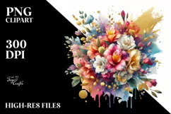 Colorful Bouquet with Freesia | Sublimation | Clipart Product Image 3