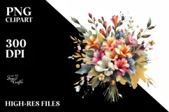Colorful Bouquet with Freesia | Sublimation | Clipart Product Image 1