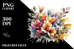 Colorful Bouquet with Freesia | Sublimation | Clipart Product Image 1