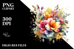 Colorful Bouquet with Freesia | Sublimation | Clipart Product Image 3