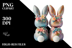 Colorful Vintage Bunnies Sitting View Title Product Image 2