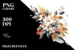 Watercolor Abstract Vibrant Bouquet Gold Foil with Jasmine Product Image 3