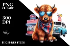 Colorful Highland Cow at 50s Diner Product Image 1