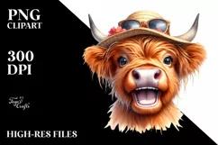 Cow Highland Cow Sun Hat Clipart Product Image 1