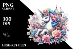 Colorful Baby Unicorn in Renaissance Fair, PNG Product Image 3