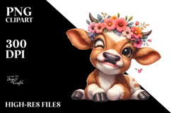 Goofy Baby Calf with Flower Crown PNG Product Image 2