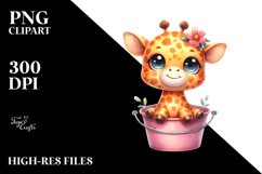Colorful Baby Giraffe Sitting in a Bucket | Clipart Product Image 3
