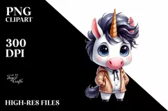 Unicorn Big Eyes Standing Up Raincoat | Clipart Product Image 1