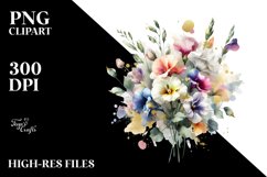 Colorful Bouquet with Sweet Pea | Sublimation | Clipart Product Image 1