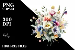 Colorful Bouquet with Sweet Pea | Sublimation | Clipart Product Image 1